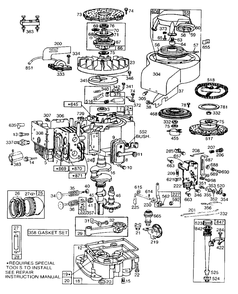 Cyl, Sump, Piston,oil Fill Diagram and Parts List for 190702-1018-XX  Briggs and Stratton Engine